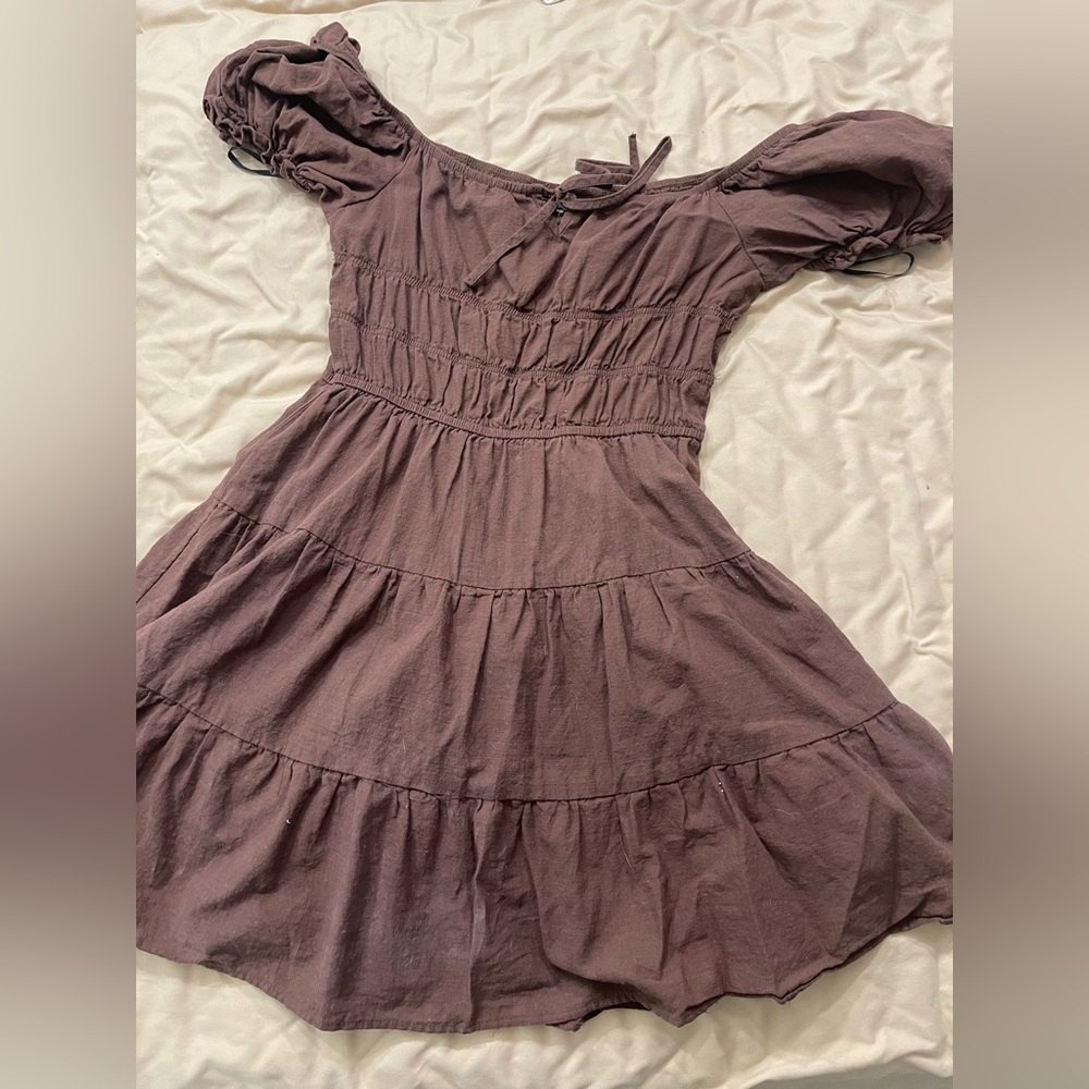 Brown off the shoulder dress